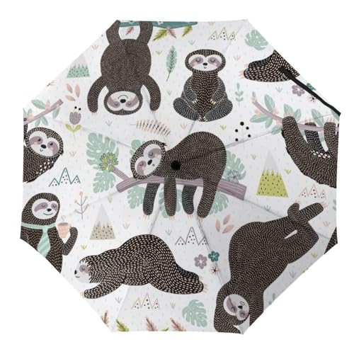 Parapluie automatique compact à motif lapin avec toile haute densité