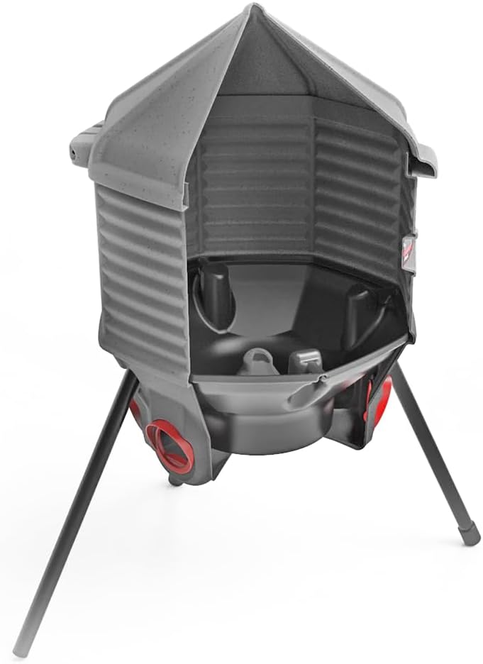 CoopWorx Poultry Feeder - 80 lb Capacity - Adjustable Height - UV Stable - Weather Resistant - 8 Feed Ports - Silo Shaped Design - Rust-Proof - Intended for Chickens/Ducks/Turkeys - Made in USA