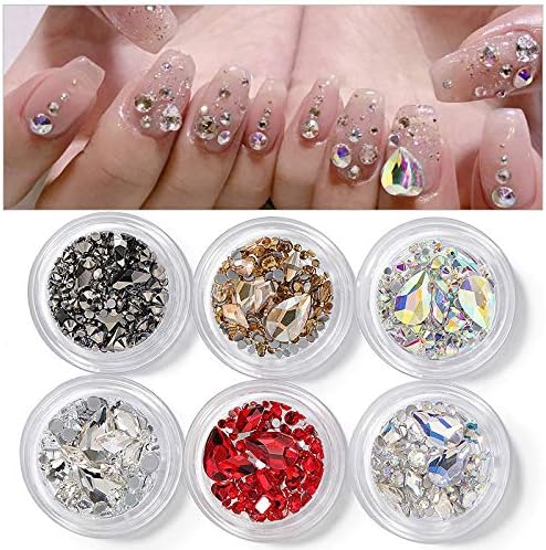Hnuix 6box 3D Rhinestones Nail Art Decorations Sequins Flatback Diamond Irregular Rhombus Nail Stones Rhinestones Charm Nail Art - Rhinestones & Decorations -