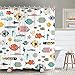 RosieLily Fish Shower Curtain, Kids Shower Curtain Cute Shower Curtain, Beach Ocean Nautical Shower Curtain Set with 12 Hooks, Waterproof Colorful Animal Cartoon Fish Bathroom Decor, 72x72