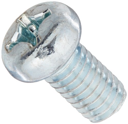 Steel Pan Head Machine Screw, Zinc Plated, Meets JIS B1111, #3 Phillips Drive, M6-1 Thread Size, 12 mm Length, Fully Threaded, Imported (Pack of 25)