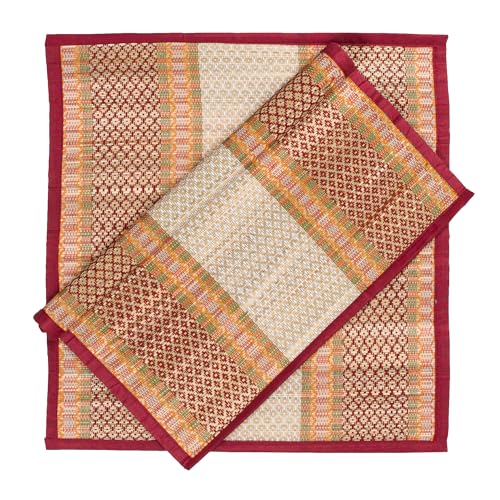 Image of CRAFT OF INDIA Handmade Korai Pai Kusha Grass Pooja Aasan Sitting Floor Mats (1.5X1.5 ft (4pcs Combo)