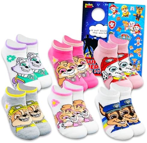 Paw Patrol Socks for Girls - Bundle with 6 Pairs of Paw Patrol Socks Size 7-10 Plus Tattoos for Kids Ages 4-6 | Paw Patrol Gift Set