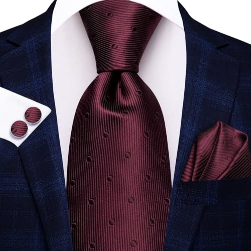 Image of Hi-Tie Paisley Floral Ties Set for Men Silk Mens Stripes Necktie Pocket Square Cufflinks Set Formal Business