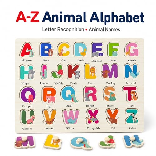 Image of Wooden Peg Puzzles for Toddlers, 3 Pack Large Wooden Knob Puzzles for Ages 3-5, Montessori Shape Matching Toys, Preschool Learning Puzzles for Fine Motor Skills, Birthday Gifts for Boys Girls 3 4 5