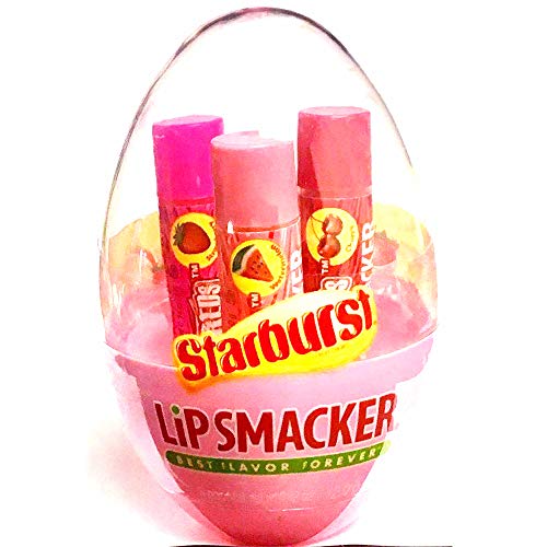 Lip Smacker FaveREDS Starburst Lip Smacker Balm Egg Gift Set(Cherry, Watermelon, Strawberry), 3-PC Set (Red Egg Case)