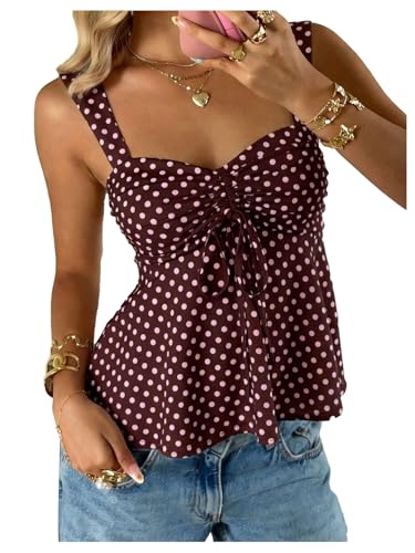 SOLY HUX Womens Babydoll Tops Summer Cute Polka Dots Tank Top