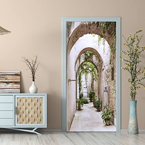Urcolor Door Sticker Wallpaper Murals Peel And Stick Removable Vinyl Decals For Home Decor, 30.3" X 78.7" Archway Aisle #TOP1