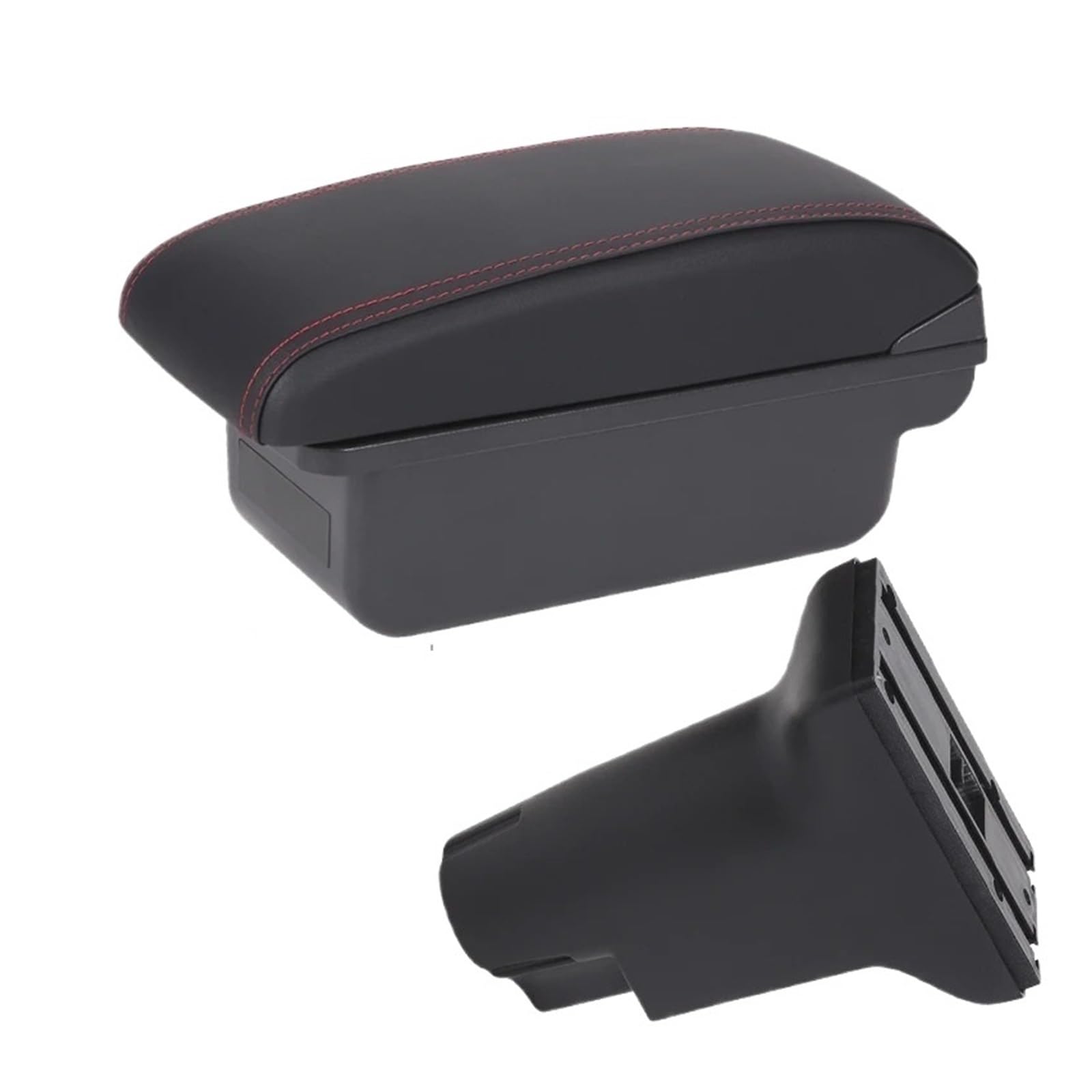 GBGWRMRYX Center Armrest Box For Fiat 500 For Fiat For CRONOS Car Armrest Box Dedicated Heighten Interior Details Retrofit Storage Box Accessories Arm Rest(C Black red No USB)