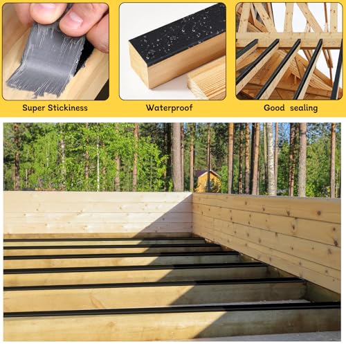 Image of Joist Tape for Decking 2 inch x 50', 1 Rolls Weatherproof Butyl Sealant Tape - Waterproof and Anti-Corrosion for Extend Deck Life for Wood Joists Beams Roof Rv