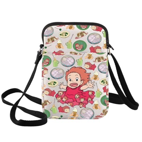 BWWKTOP Ponyo Anime Crossbody Bag Ponyo & Sosuke Gift Goldfish Princess Messenger Bag Kawaii Ponyo Merchandise (Ponyo XK-B)