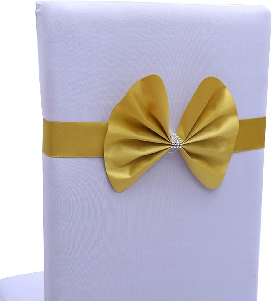 Chair Sashes for Party 10-50Pcs Elegant Pleated Bow with Rhinestone Decoration Chair ?Bows Wedding Elastic Chair Back Flower Chair Decorative Straps (Color : D Size :30) (G *50)