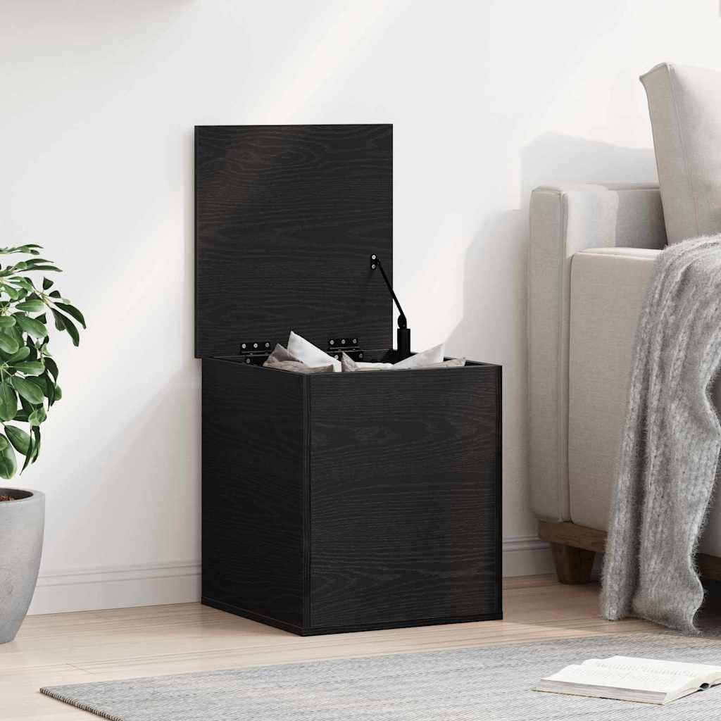 Aufbewahrungsbox Schwarz Eichen-Optik 40 x 42 x 46 cm Holzwerkstoff mit Deckel, Stauraum, Sitztruhe Kiste für Wohnzimmer Schlafzimmer Home Office Ordnung