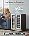 EUHOMY Wine and Beverage Refrigerator, 24 Inch Dual Zone Wine Cooler with Glass Door Hold 21 Bottles and 88 Cans, Built in or Under Counter Wine Fridge with Blue LED Light
