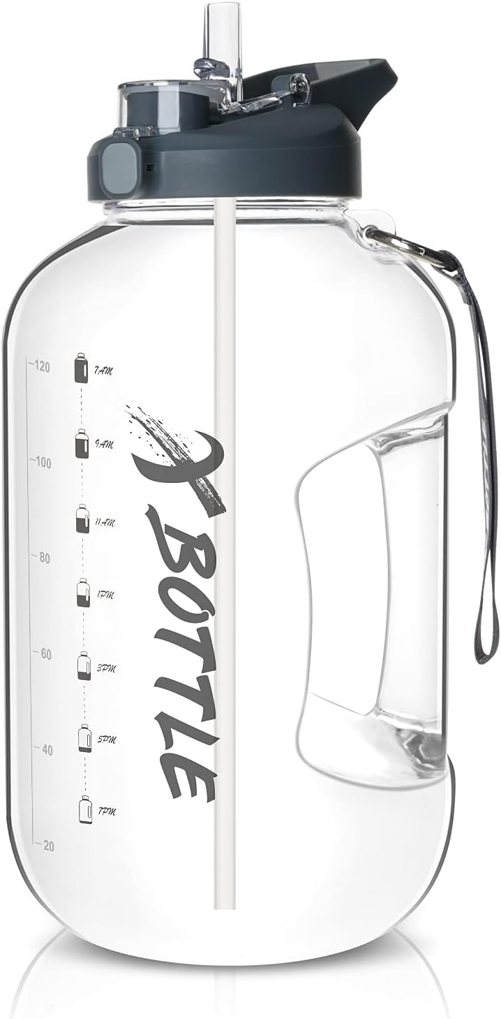 1 Gallon Water Bottle with Straw Chug lid BPA Free Dishwasher Safe 128oz Large Water Bottle with Motivational