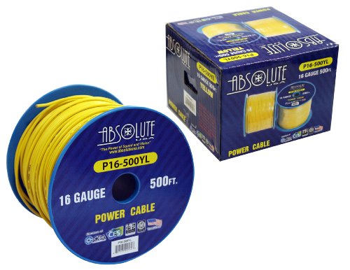 Absolute Usa P16-500Ye 16 Gauge 500-Feet Spool Primary Power Wire Cable (Yellow) #TOP1