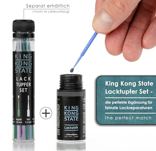 King Kong State Lackstift RAL7016 MATT - 1-Schicht-Lack in anthrazit-grau zur Ausbesserung von Steinschlägen und Kratzern im Außenbereich und am Auto (MATT)