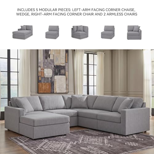 Image of Signature Design by Ashley Modular Sectional with Chaise, Granite Gray