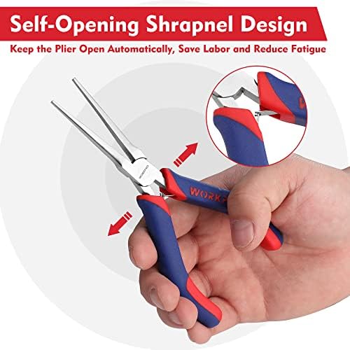 WORKPRO 6" Needle Nose Pliers (Smooth Jaw), Mini Long Nose Pliers with Comfort Grip Handles, Jewelry Pliers for Wire Wrapping, Crafts, Jewelry Making Supplies, 6" 1PC - 3