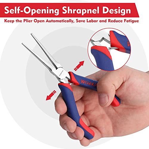 WORKPRO 6" Needle Nose Pliers (Smooth Jaw), Mini Long Nose Pliers with Comfort Grip Handles, Jewelry Pliers for Wire Wrapping, Crafts, Jewelry Making Supplies, 6" 1PC by WORKPRO - Image 4