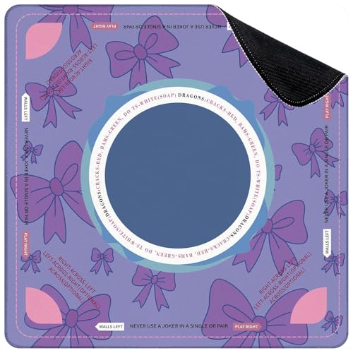 Mahjong Mat for Table Pink Bow Seamless All Print 31.5" x 31.5" Suit American Mahjong Rules Non-Slip Noise-Reducing Game Mat for Poker Dominoes Board Games