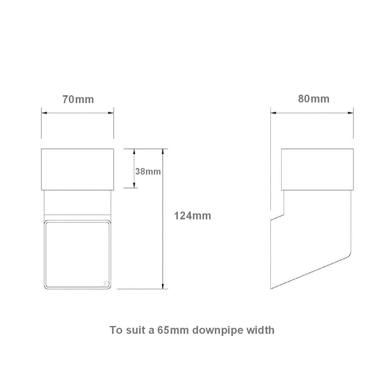 White Square 65mm Downpipe Shoe, Freeflow Rain Water Systems - Image 2