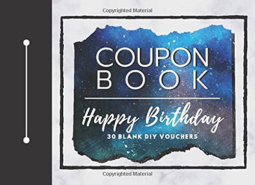 Happy Birthday Coupon Book: Fillable 30 Blank DIY Vouchers | Coupon Book for Couples, Her, Him, Lovers, Wife, Husband, Girlfriend, Boyfriend, Partner, ... Great Gift Idea | Watercolor Sky Cover Design