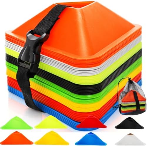 Tlence 48 Pack Soccer Cones for Training, Flexible Agility Disc C...
