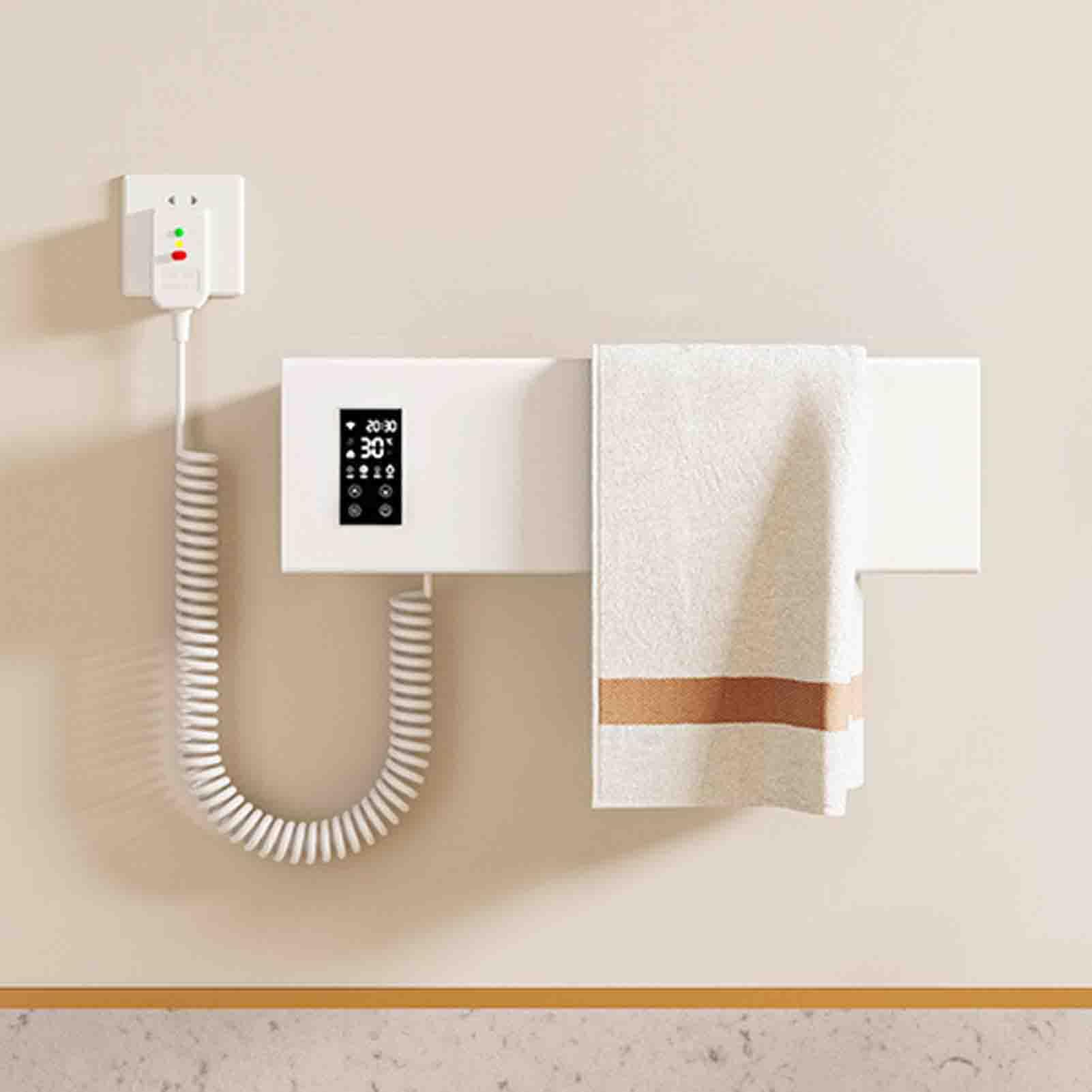 WUBYING Electric Heated Towel Rail Radiator Bathroom Towel Warmer Wall Mounted Aluminum Alloy Towel Drying Rack with Timer