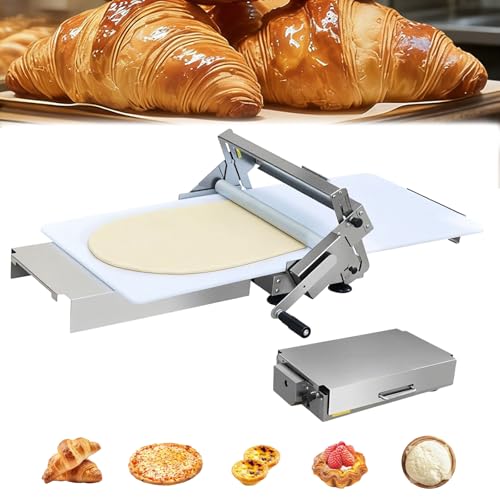 Laminadora de masa plegable manual ajustable de acero inoxidable de mesa 2