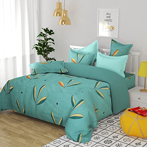 Image of HOMEKART 3D Printed 144 Tc Microfiber Double Bedsheet with 2 King Size Pillow Covers Breathable | Wrinklfree | Summer | Topsheet (Green Cricle Print, 90 x 90 Inches)