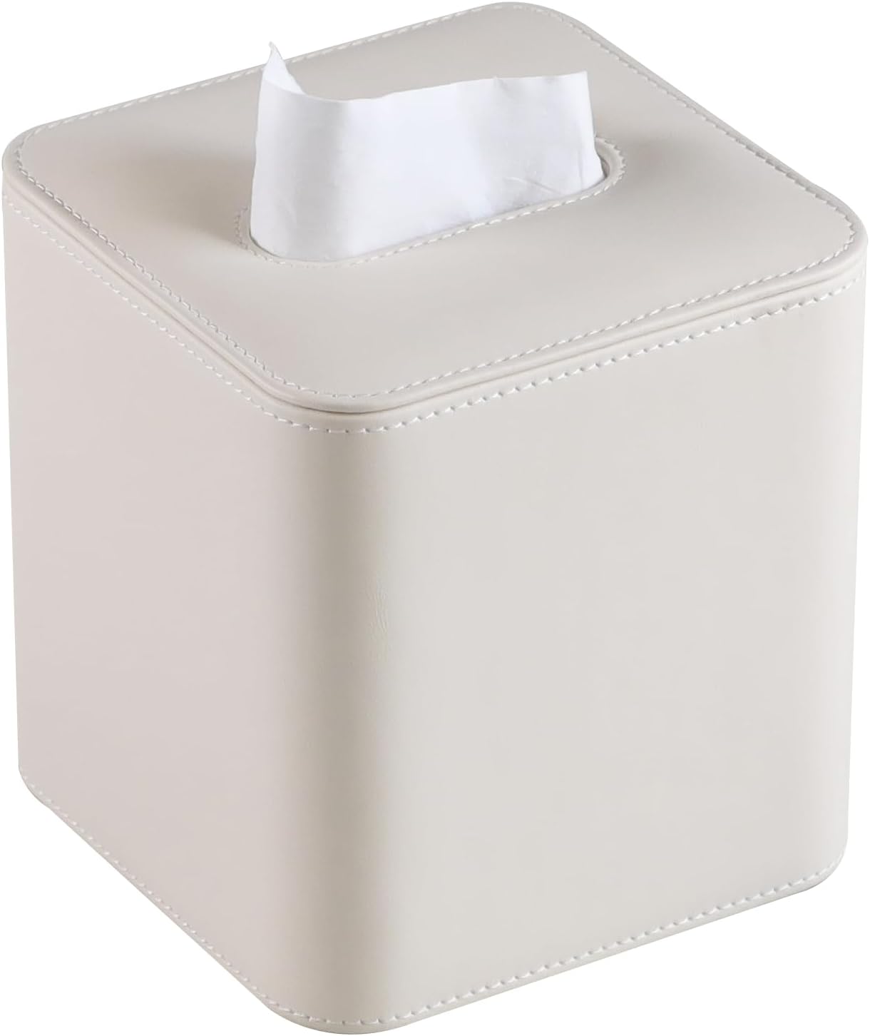 PU Leather Tissue Box Cover with Magnetic Closure, Square Tissue Box Holder with Rounded Edges Design (Pink, Square)