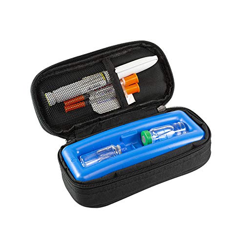 Chillmed Micro Cooler Bag - Diabetic Insulin Vial Carrying Case Travel Pack With Re-Freezable Ice Pack - Up To 12 Hours Of Cool Time (Black + Extra Ice Pack) #TOP3