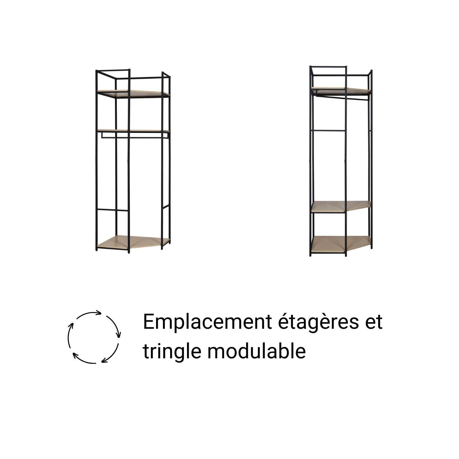 MOB-IN Portant vêtements d'angle June en Bois et métal 70x200cm
