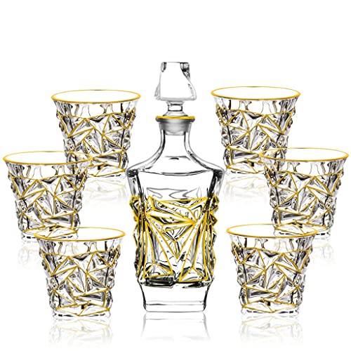 Xbtianxia Juego de Vino de Whisky 850ml Juego de vinos Europeo Retro 7 Piezas Conjunto de Copa de Vino Retro de Lujo Europeo (Color : A, Size : One Size) Cover