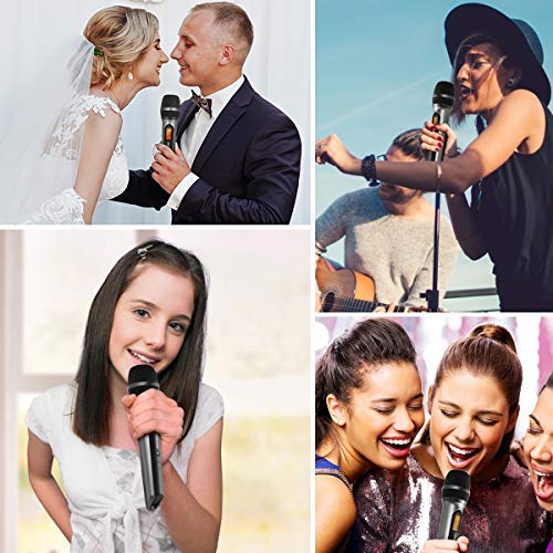 Alvoxcon Wireless Microphone System, Dual Uhf Dynamic Handheld Mic For Pa, Amplifier, Stereo,Karaoke, Conference, Dj, Vocal Recording, Church, On Stage Performance, Party Events (1/4 Inch Plug) #TOP4