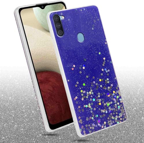 Image of VONZEE Glitter Case Compatible with Samsung Galaxy A11 /M11, Non Moving Glitter Stars Cover Soft TPU + Hard PC Bumper Bling Cover for Women Girls Protective Case for Samsung Galaxy A11 /M11 (Purple)