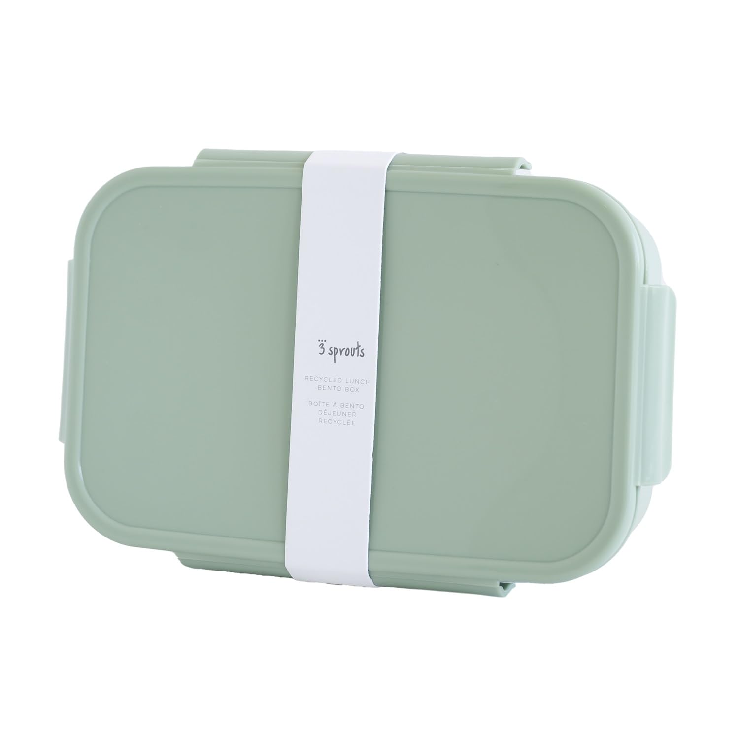 3 Sprouts Recycled Plastic Bento Box for Kids - Eco-Friendly Lunch Bento Boxes for Kids - Leakproof Kid Toddler Lunch Box for Daycare with Multiple Compartments, Microwave & Dishwasher Safe - Green