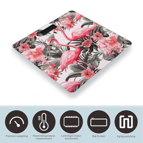 Báscula Digital de Vidrio Templado Impresa Floral Flamingo miniatura 3