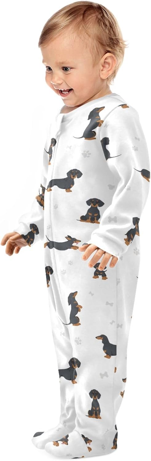 vvfelixl Exercises Doberman Dog Baby Sleepers For Girl Boys Newborn Baby Play One-Piece Footies For 0-24 Months White