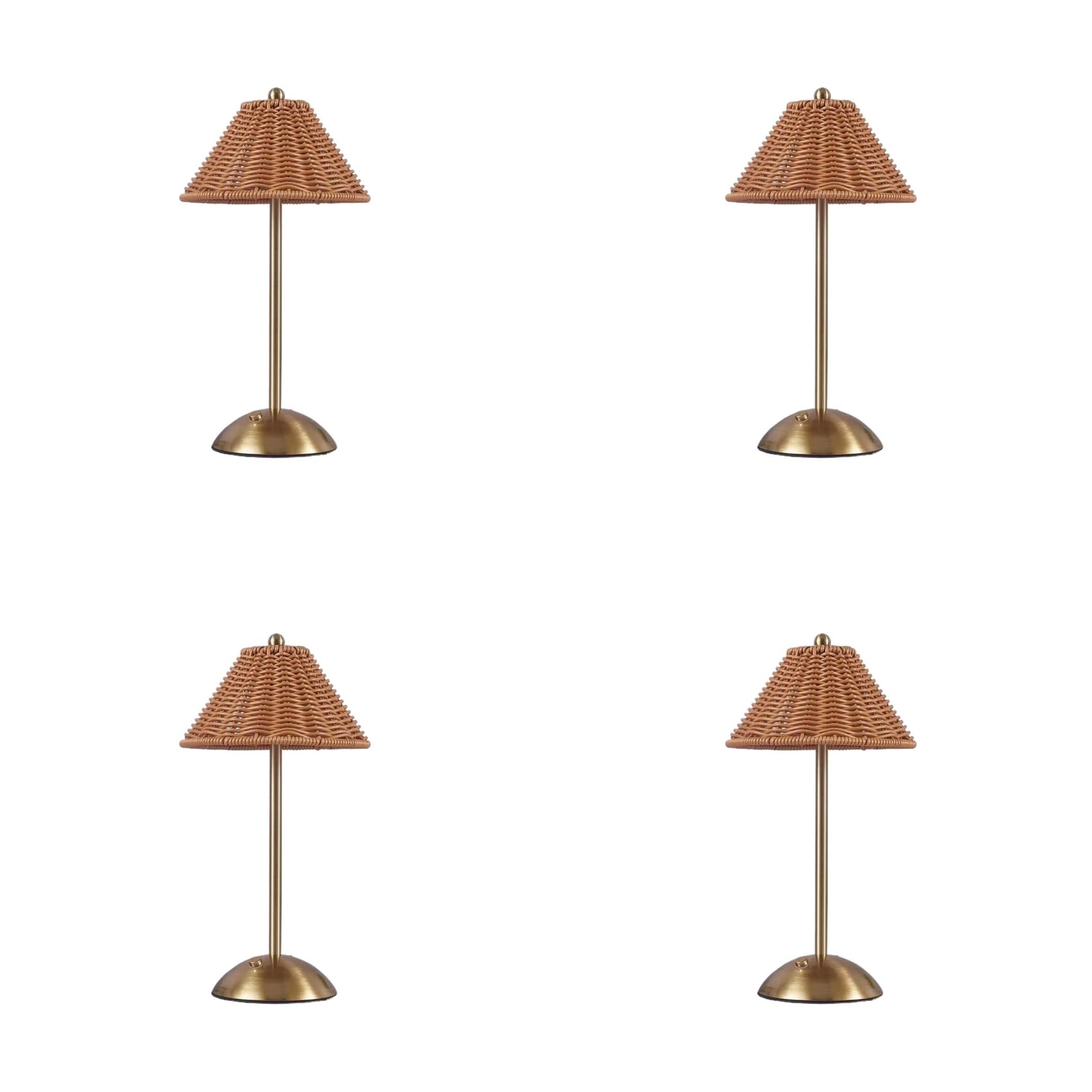 Hndhbfgrt 4X LED Rattan Rechargeable Desk Lamp 3 Color Light Changing Southeast Asian Style Decor Lamp Brown