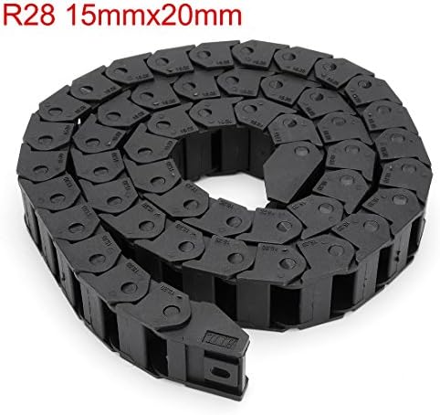 sourcing map R28 15mm x 20mm (InnerH*InnerW) Black Plastic Wire Carrier Cable Drag Chain 1M Length for CNC