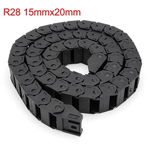 Uxcell R28 15Mm X 20Mm (Innerh*Innerw) Black Plastic Wire Carrier Cable Drag Chain 1M Length For Cnc #TOP1