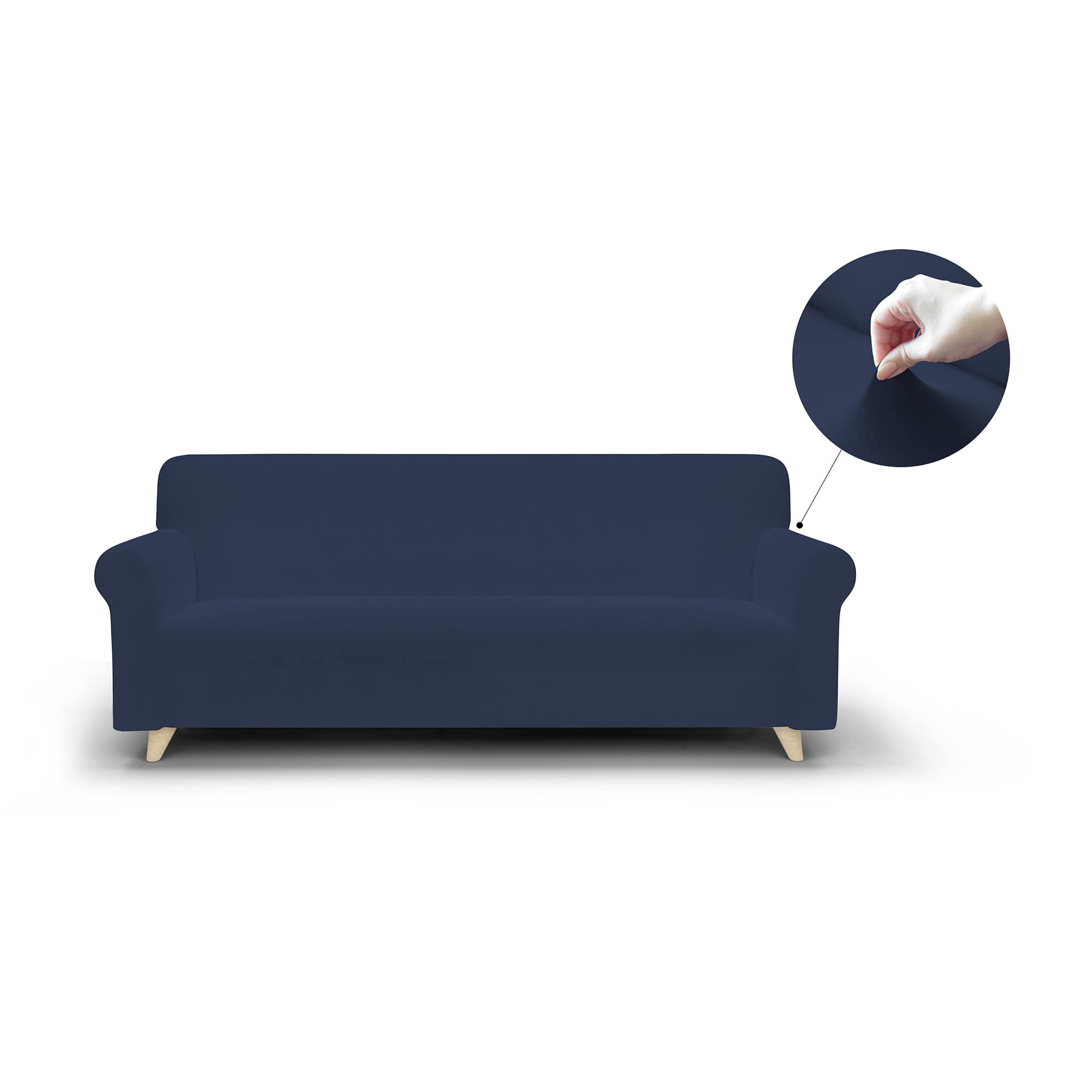 Italian Bed Linen DAHLIA Elastic Sofa Cover, Polyester, Dark Blue, 3 Seater, 3 Posti - Image 2