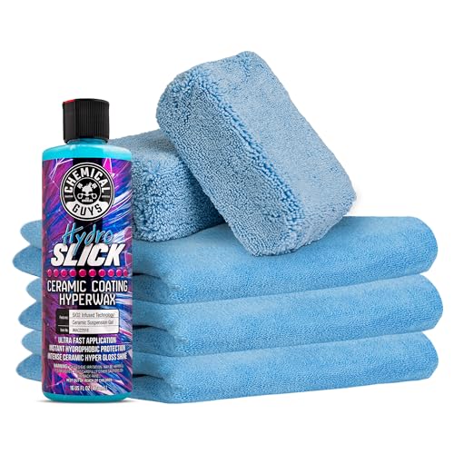 Chemical Guys HOL229 Ultimate Ceramic Coating Kit - HydroSlick HyperWax SiO2 Gel (16 fl oz) for Long-Lasting Shine & Protection, with 2 Premium Microfiber Applicators & 3 Workhorse Towels, (6 Items)