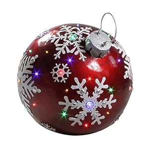 Northlight led lighted jeweled commercial christmas ball ornament with snowflake 18 red  urban country home decor