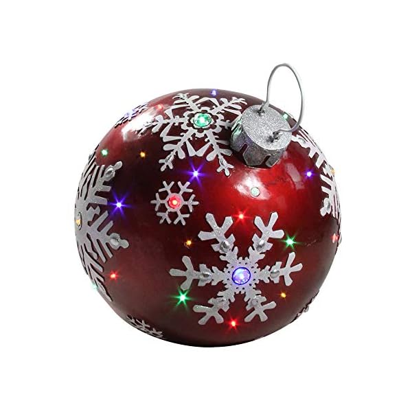 Northlight led lighted jeweled commercial christmas ball ornament with snowflake 18 red  urban country home decor