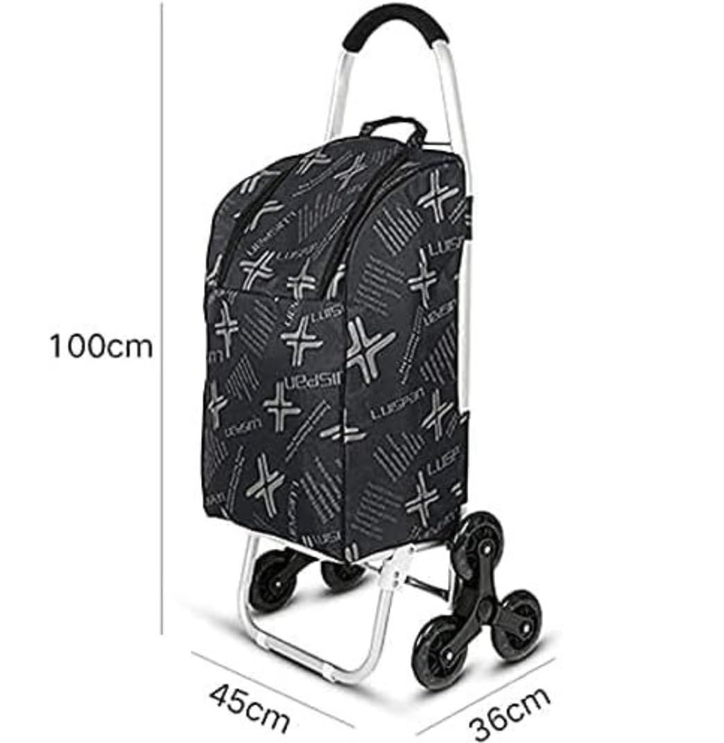 Einkaufstrolley Trolley Einkaufswagen Mit 6 Rädern, Aluminiumlegierung, Isolierung, Zusammenklappbarer Kletter-Treppenstangen-Einkaufswagen Einkaufstasche mit Rollen(Color:A)