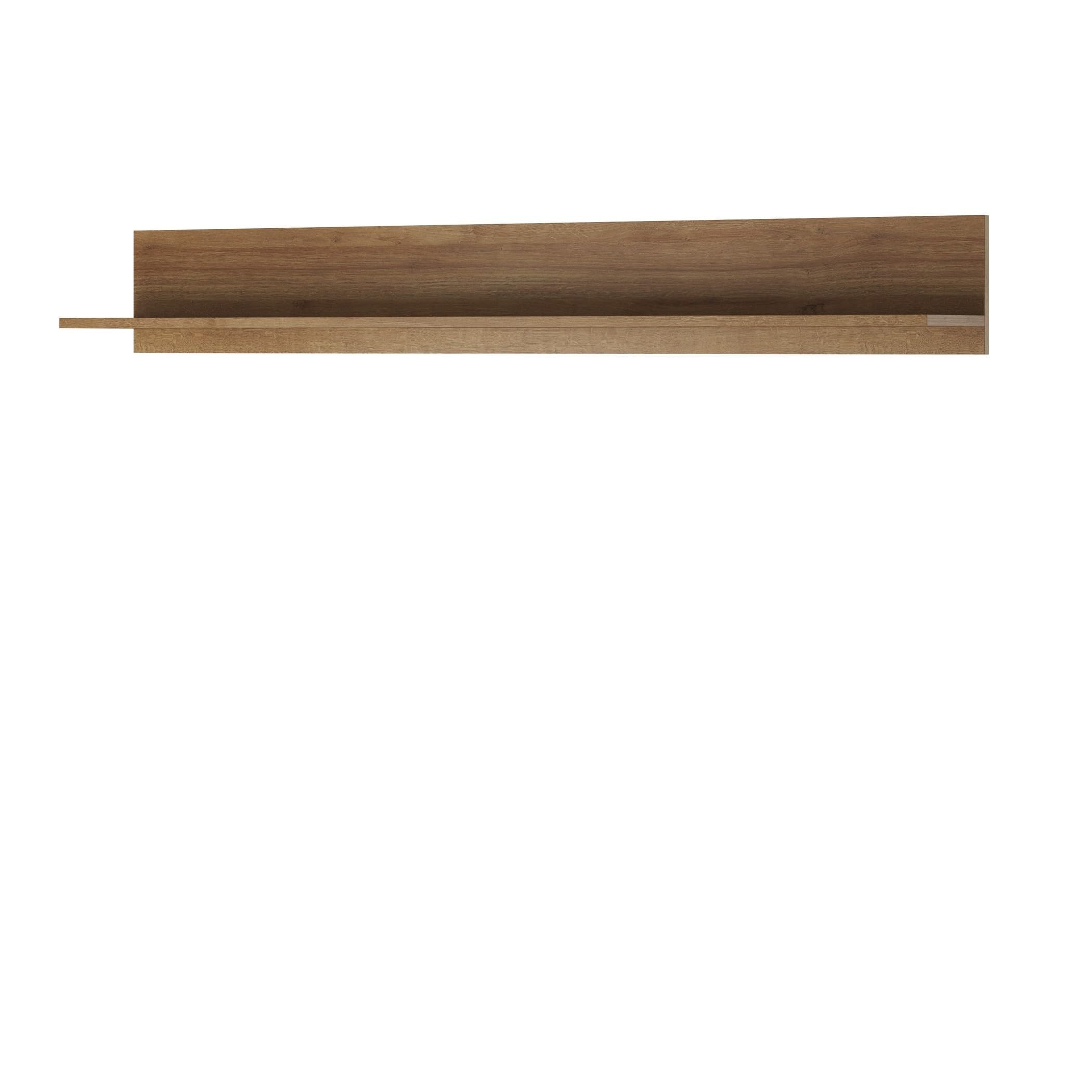 Furniture24 Wohnwand Anbauwand Sky - Tv Schrank Vitrine mit LED Beleuchtung Hängeregal Kommode (Riviera Eiche)