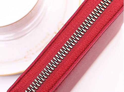 Image of VOGARD Unisex PULeather Wallet with Zipper | RFID Blocking Card Holder Zipper Wallet (POP51-Red)